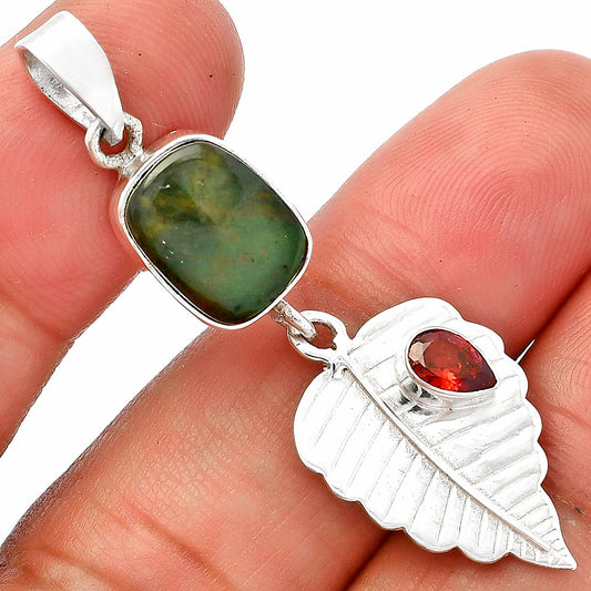 Nephrite Jade - Canada & Garnet Pendant P-1539 SDP146842
