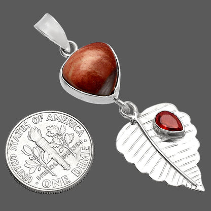 Natural Snake Skin Jasper & Garnet Pendant P-1539 SDP146843