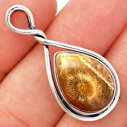 Natural Flower Fossil Coral Pendant P-1017 SDP146915