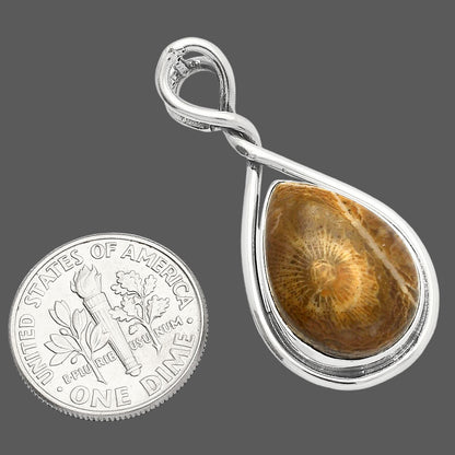 Natural Flower Fossil Coral Pendant P-1017 SDP146915