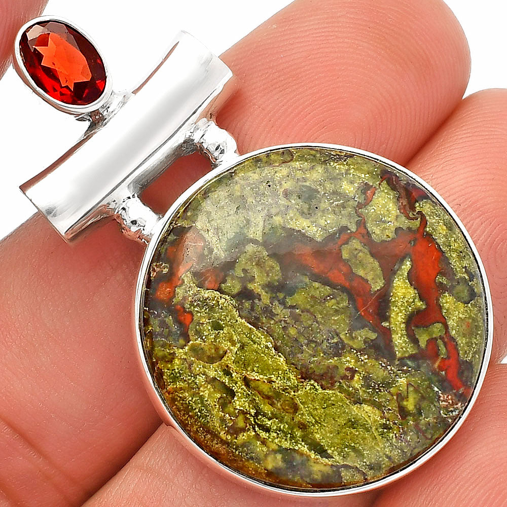 Natural Dragon Blood Stone & Garnet Pendant P-1279 SDP147149