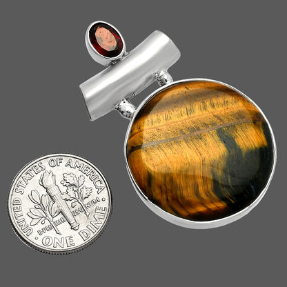 Natural Blue Tiger Eye & Garnet Pendant P-1279 SDP147150