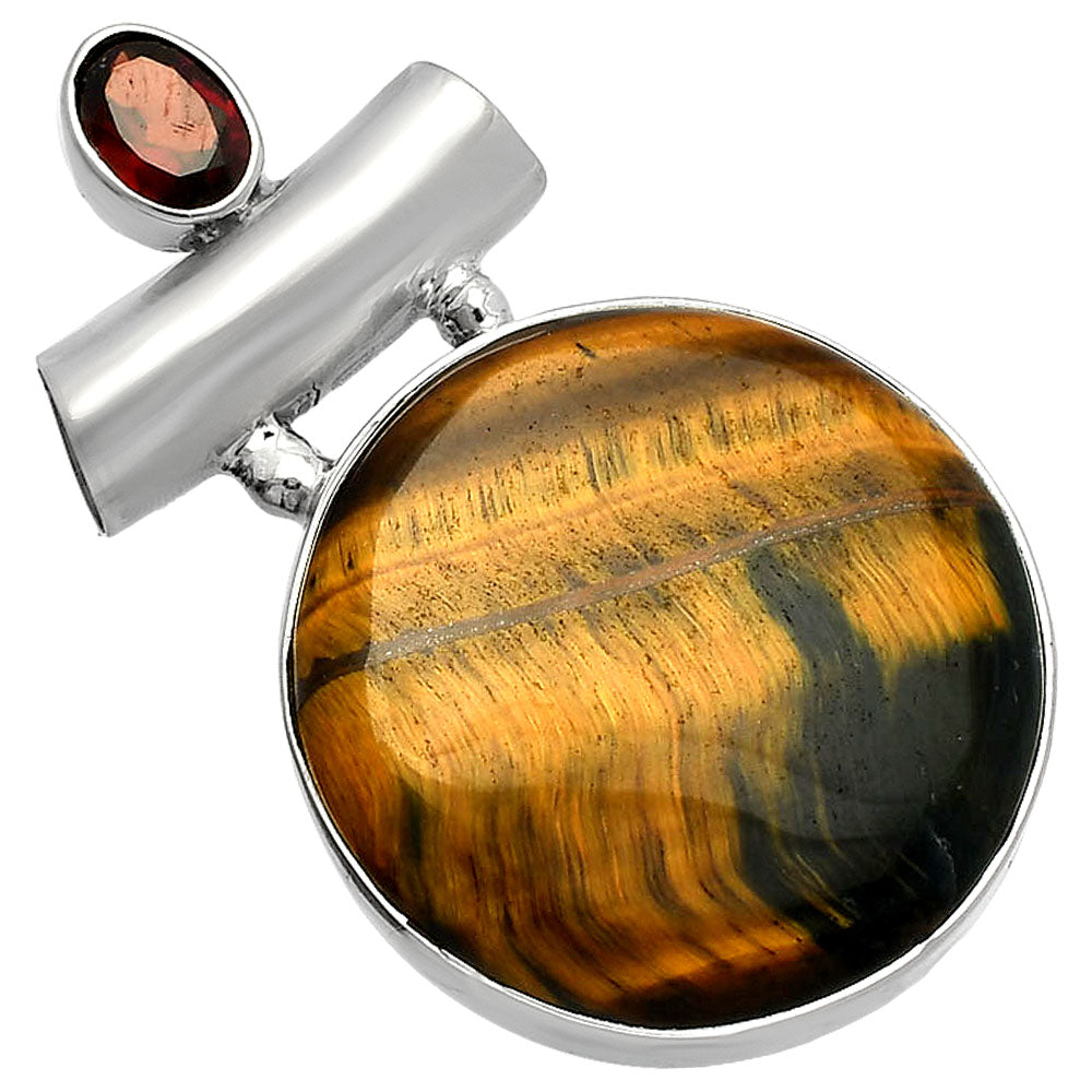 Natural Blue Tiger Eye & Garnet Pendant P-1279 SDP147150