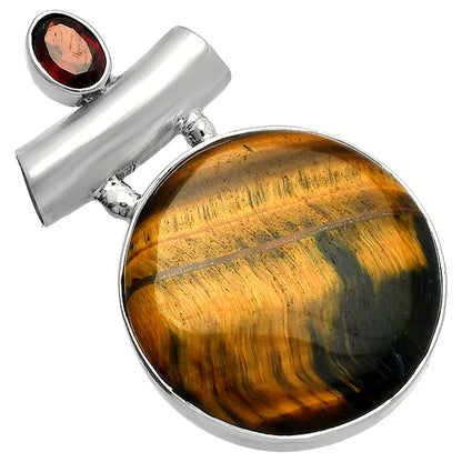 Natural Blue Tiger Eye & Garnet Pendant P-1279 SDP147150