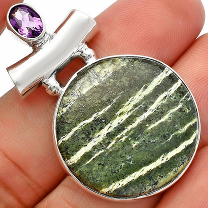 Natural Chrysotile & Amethyst Pendant P-1279 SDP147154