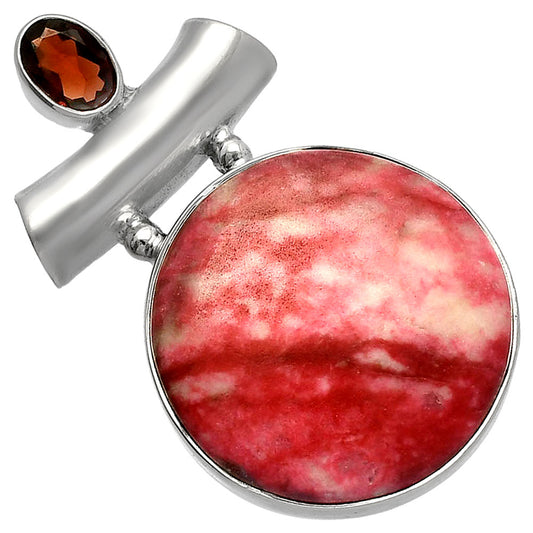Pink Thulite - Norway & Garnet Pendant P-1279 SDP147165