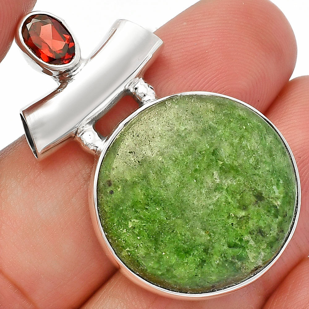Natural Serpentine & Garnet Pendant P-1279 SDP147169