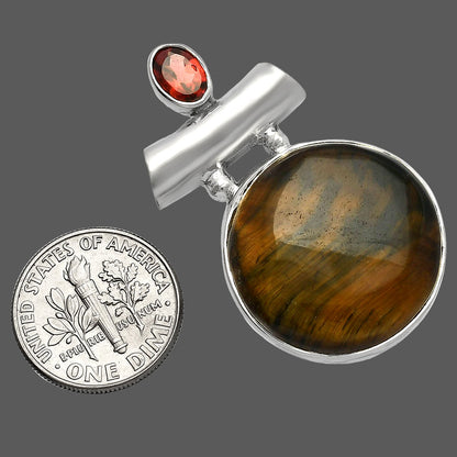 Natural Blue Tiger Eye & Garnet Pendant P-1279 SDP147171