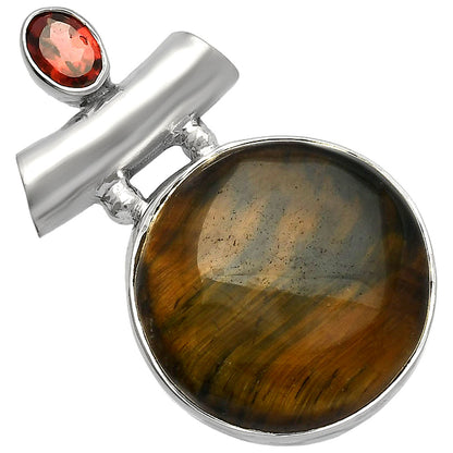 Natural Blue Tiger Eye & Garnet Pendant P-1279 SDP147171
