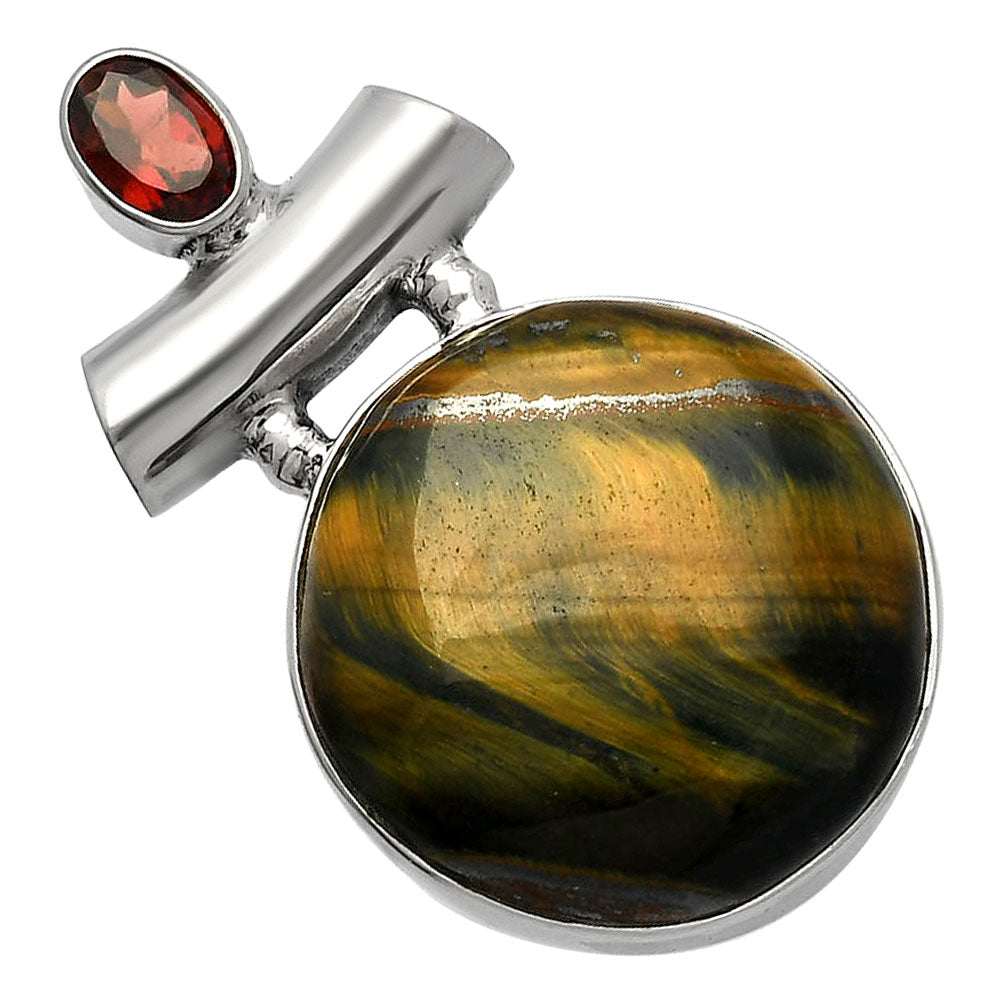 Natural Blue Tiger Eye & Garnet Pendant P-1279 SDP147176