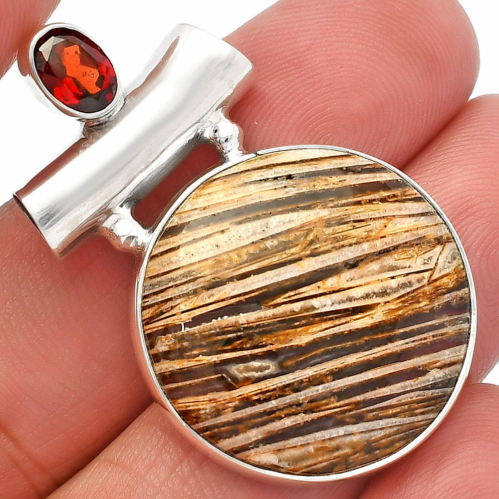 Natural Stick Agate & Garnet Pendant P-1279 SDP147184