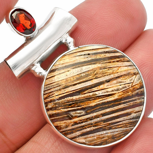 Natural Stick Agate & Garnet Pendant P-1279 SDP147184