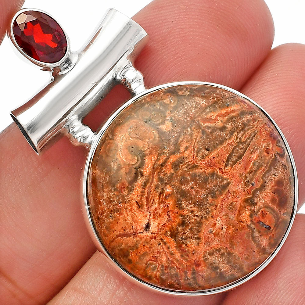 Natural Poppy Jasper & Garnet Pendant P-1279 SDP147200