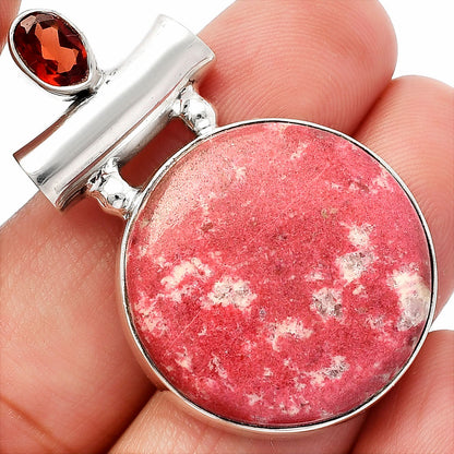 Pink Thulite - Norway & Garnet Pendant P-1279 SDP147203