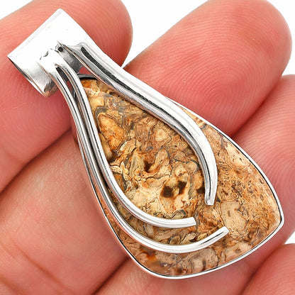 Natural Palm Root Fossil Agate Pendant P-1252 SDP147266