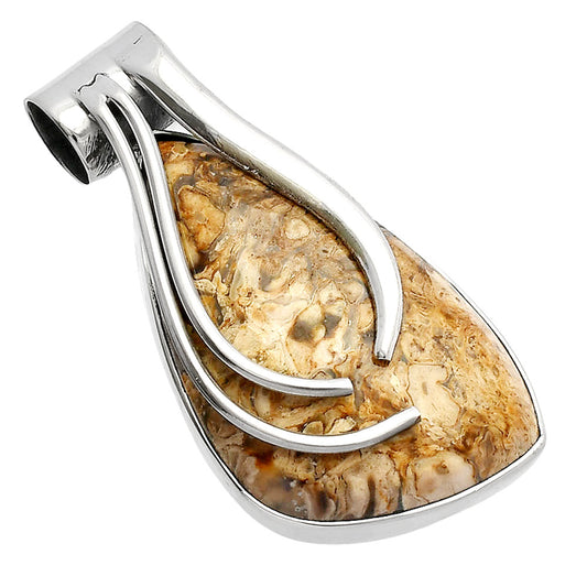 Natural Palm Root Fossil Agate Pendant P-1252 SDP147266