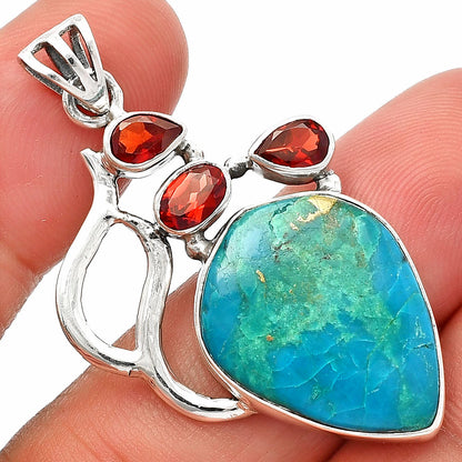Azurite Chrysocolla & Garnet Pendant P-1290 SDP147284
