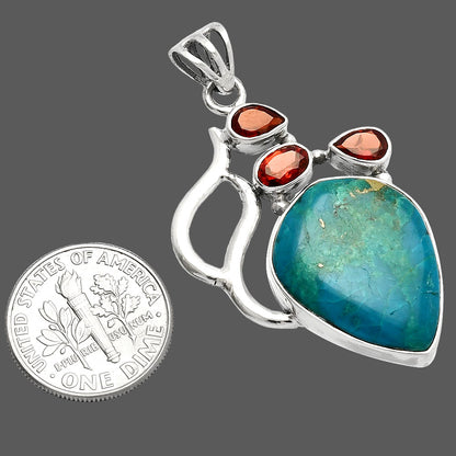Azurite Chrysocolla & Garnet Pendant P-1290 SDP147284