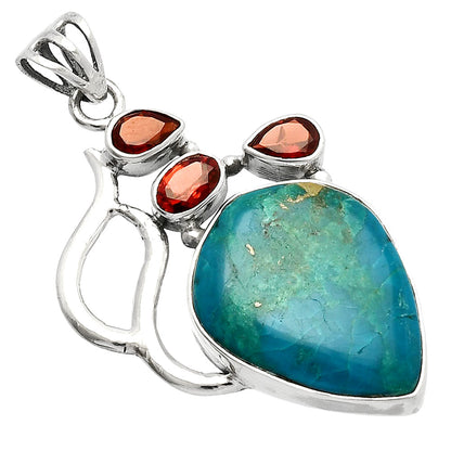 Azurite Chrysocolla & Garnet Pendant P-1290 SDP147284