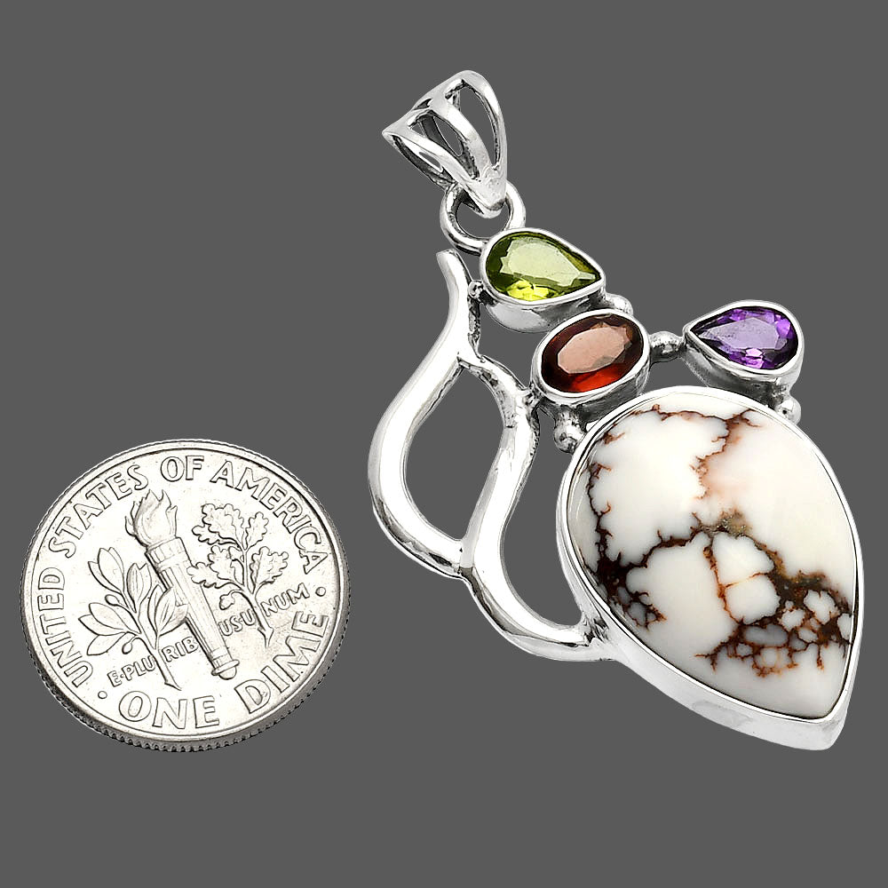 Wild Horse Jasper, Garnet, Amethyst & Peridot Pendant P-1290 SDP147291