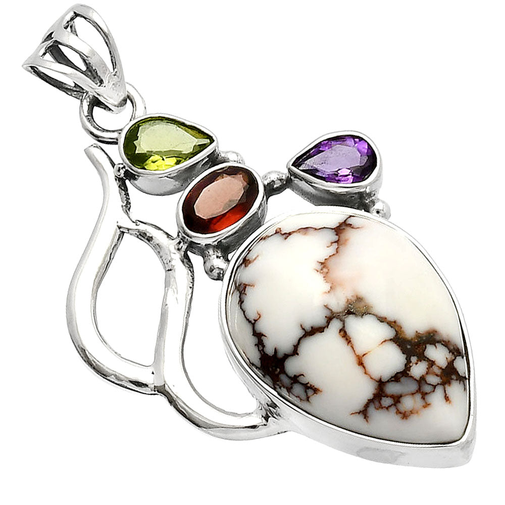 Wild Horse Jasper, Garnet, Amethyst & Peridot Pendant P-1290 SDP147291
