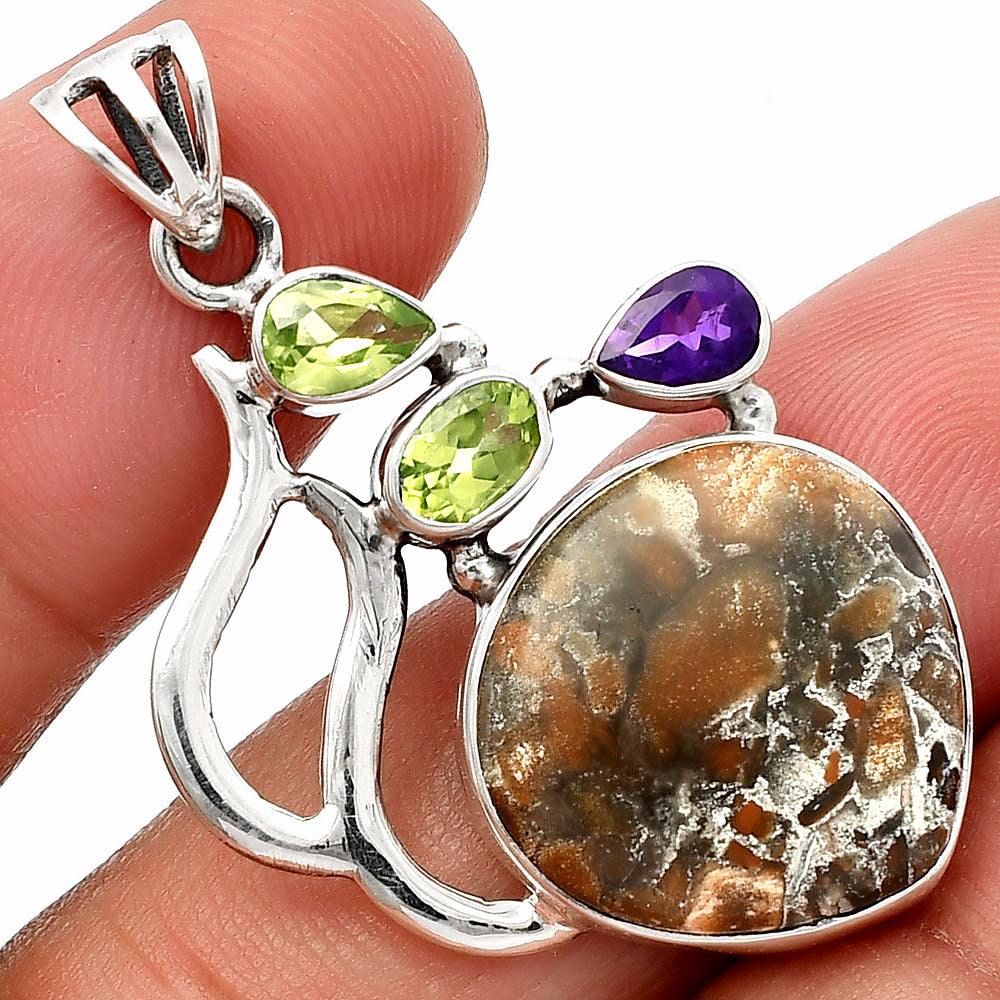 Tabu Jasper, Peridot & Amethyst Pendant P-1290 SDP147292
