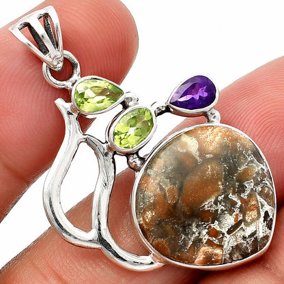 Tabu Jasper, Peridot & Amethyst Pendant P-1290 SDP147292