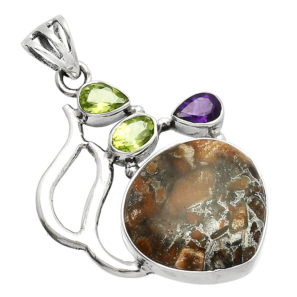 Tabu Jasper, Peridot & Amethyst Pendant P-1290 SDP147292