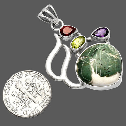 Larsonite Jasper, Peridot, Amethyst & Garnet Pendant P-1290 SDP147296