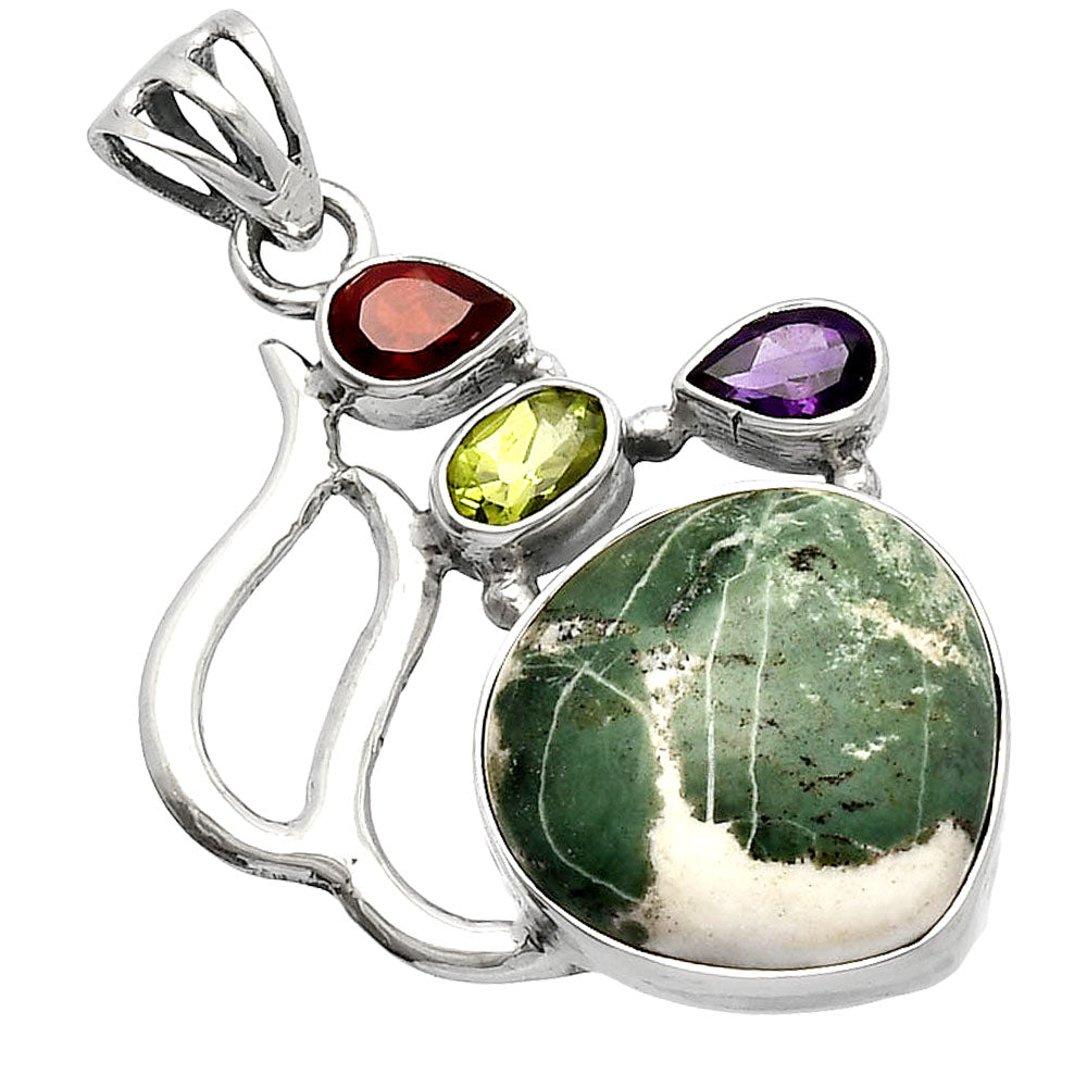 Larsonite Jasper, Peridot, Amethyst & Garnet Pendant P-1290 SDP147296