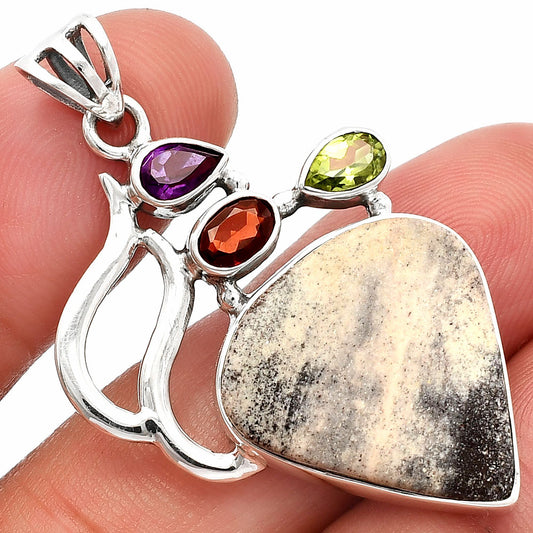 Porcelain Jasper, Peridot, Amethyst & Garnet Pendant P-1290 SDP147307