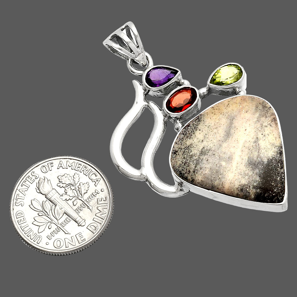 Porcelain Jasper, Peridot, Amethyst & Garnet Pendant P-1290 SDP147307