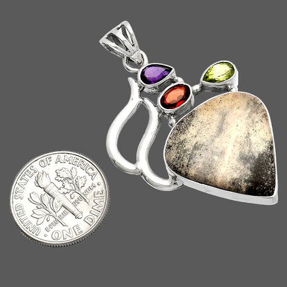 Porcelain Jasper, Peridot, Amethyst & Garnet Pendant P-1290 SDP147307