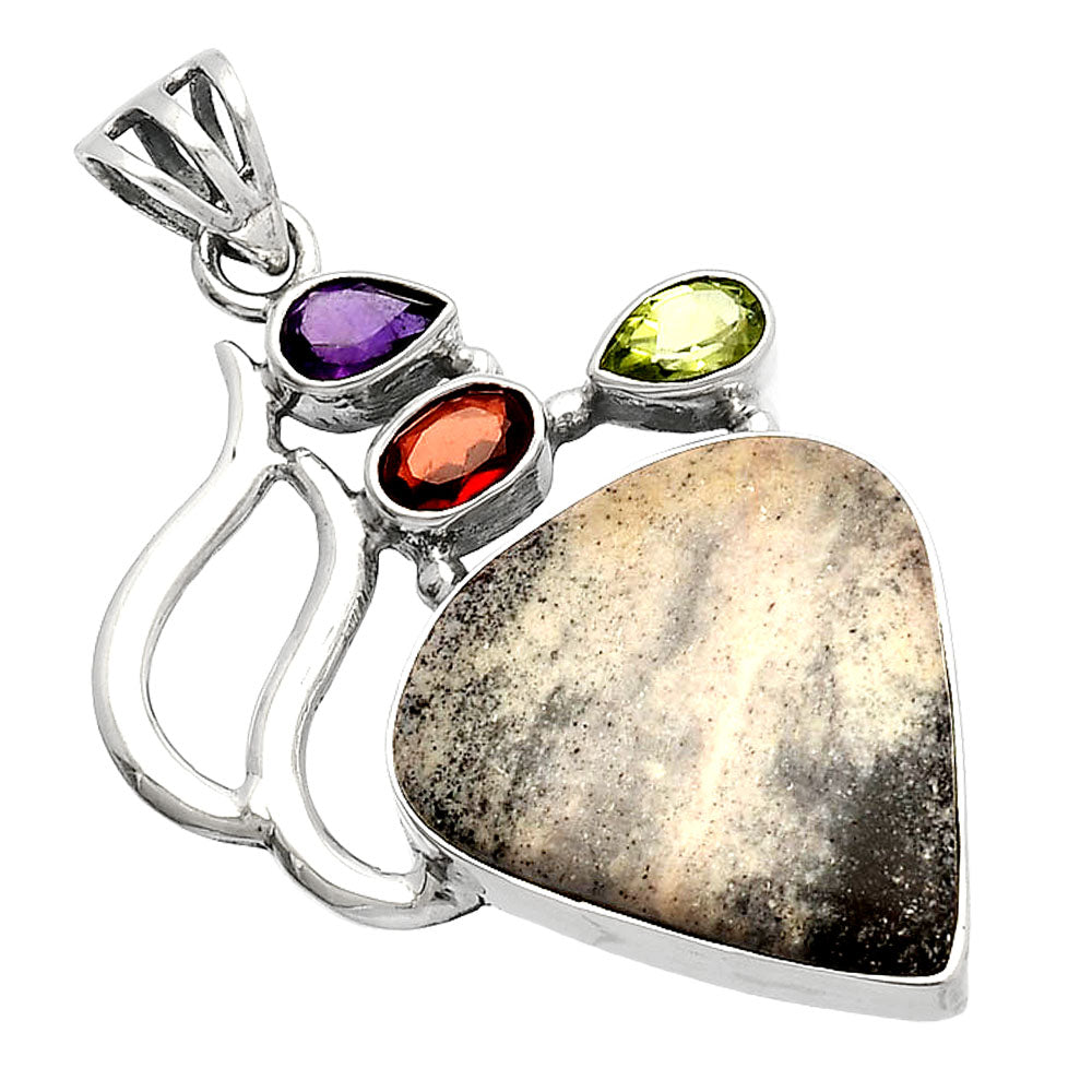 Porcelain Jasper, Peridot, Amethyst & Garnet Pendant P-1290 SDP147307