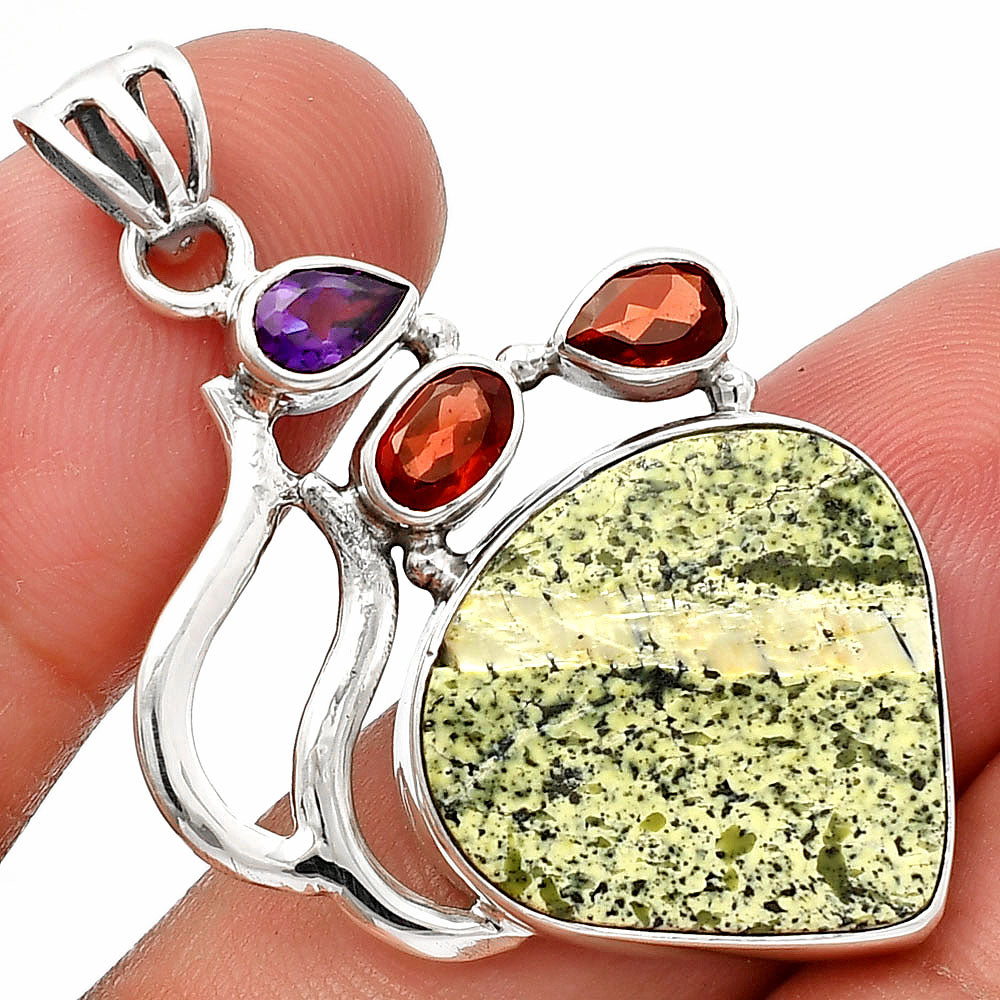 Natural Chrysotile, Amethyst & Garnet Pendant P-1290 SDP147313
