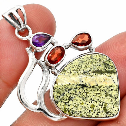 Natural Chrysotile, Amethyst & Garnet Pendant P-1290 SDP147313