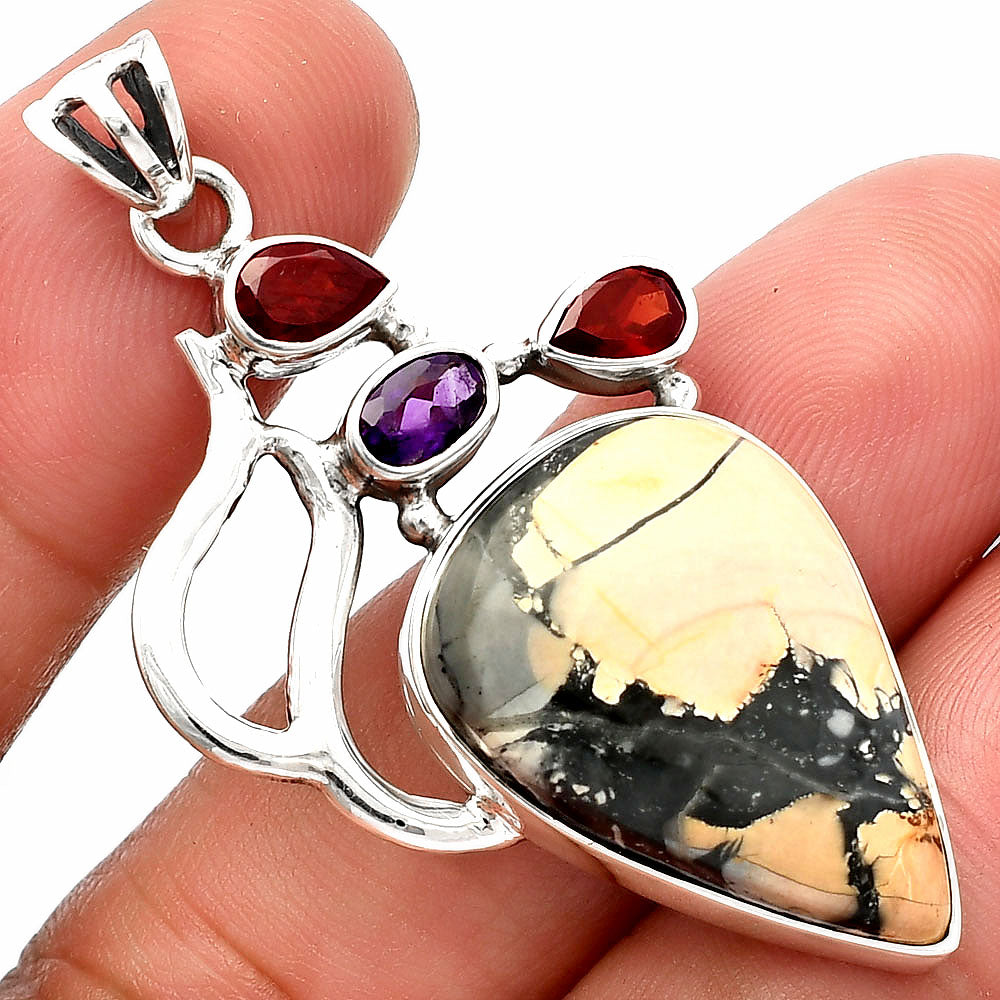 Maligano Jasper, Amethyst & Garnet Pendant P-1290 SDP147315