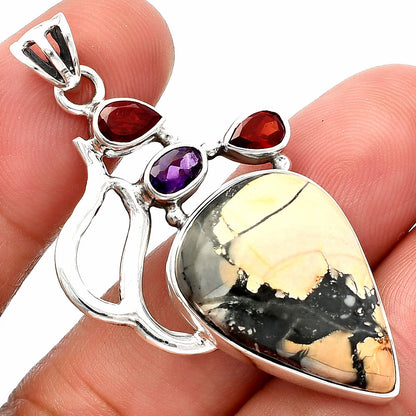 Maligano Jasper, Amethyst & Garnet Pendant P-1290 SDP147315