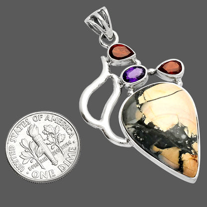 Maligano Jasper, Amethyst & Garnet Pendant P-1290 SDP147315