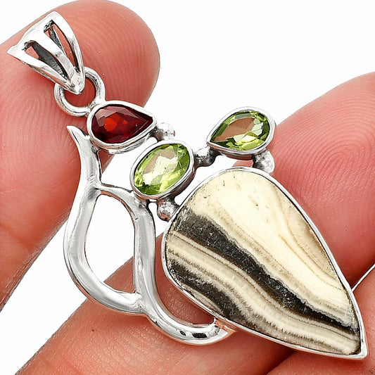 Prairie Agate, Peridot & Garnet Pendant P-1290 SDP147318