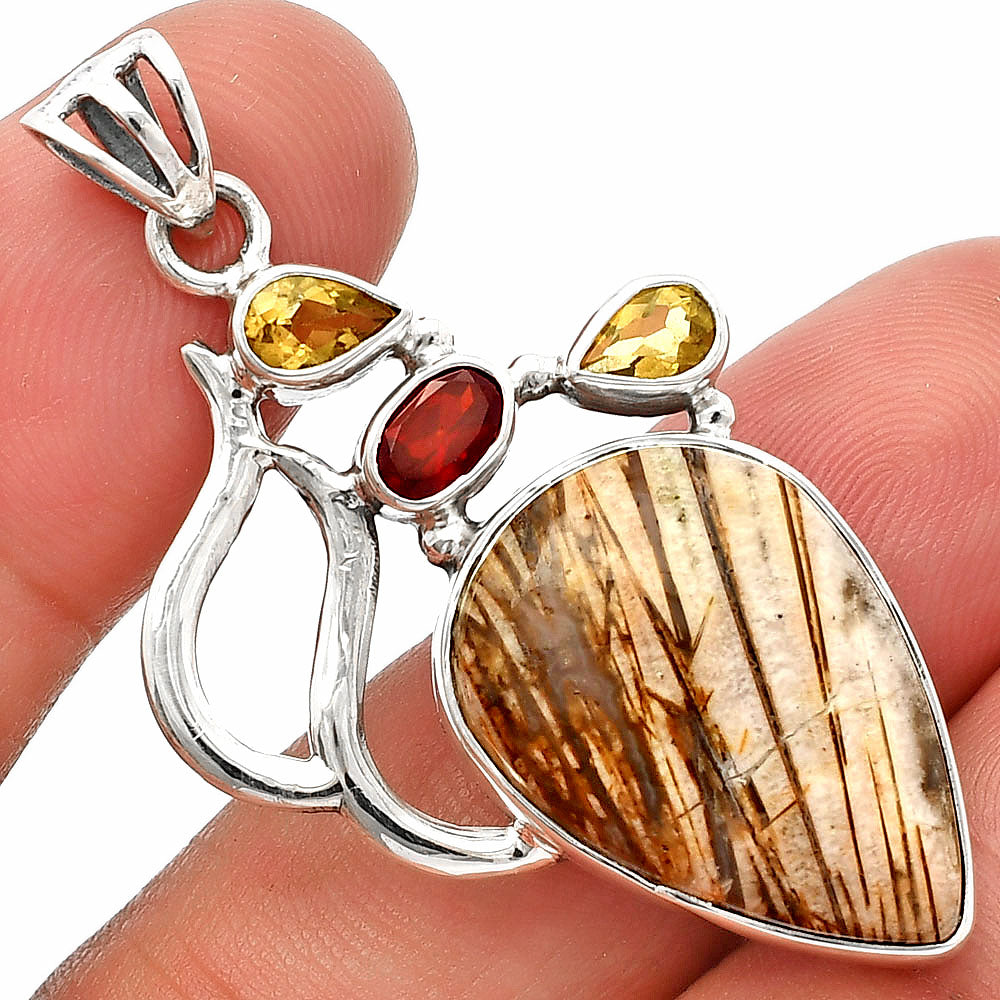 Stick Agate, Garnet & Citrine Pendant P-1290 SDP147322