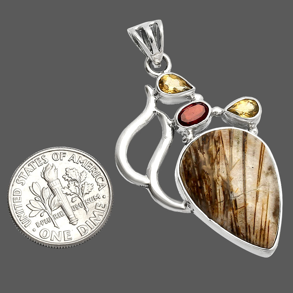Stick Agate, Garnet & Citrine Pendant P-1290 SDP147322