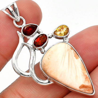 Orange Scolecite, Garnet & Citrine Pendant P-1290 SDP147326