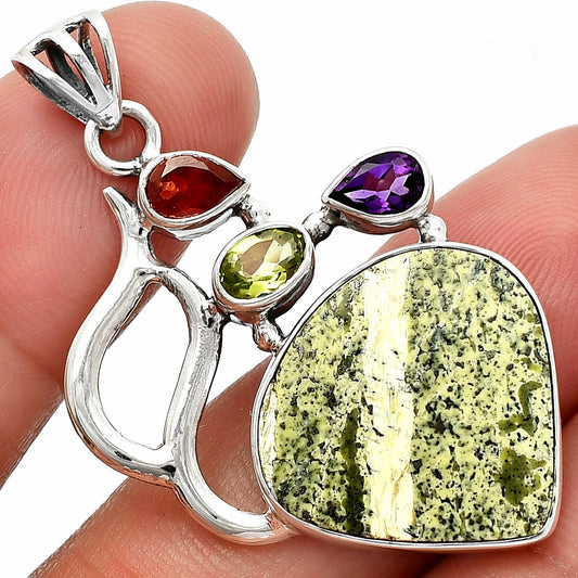 Natural Chrysotile, Peridot, Amethyst & Garnet Pendant P-1290 SDP147329