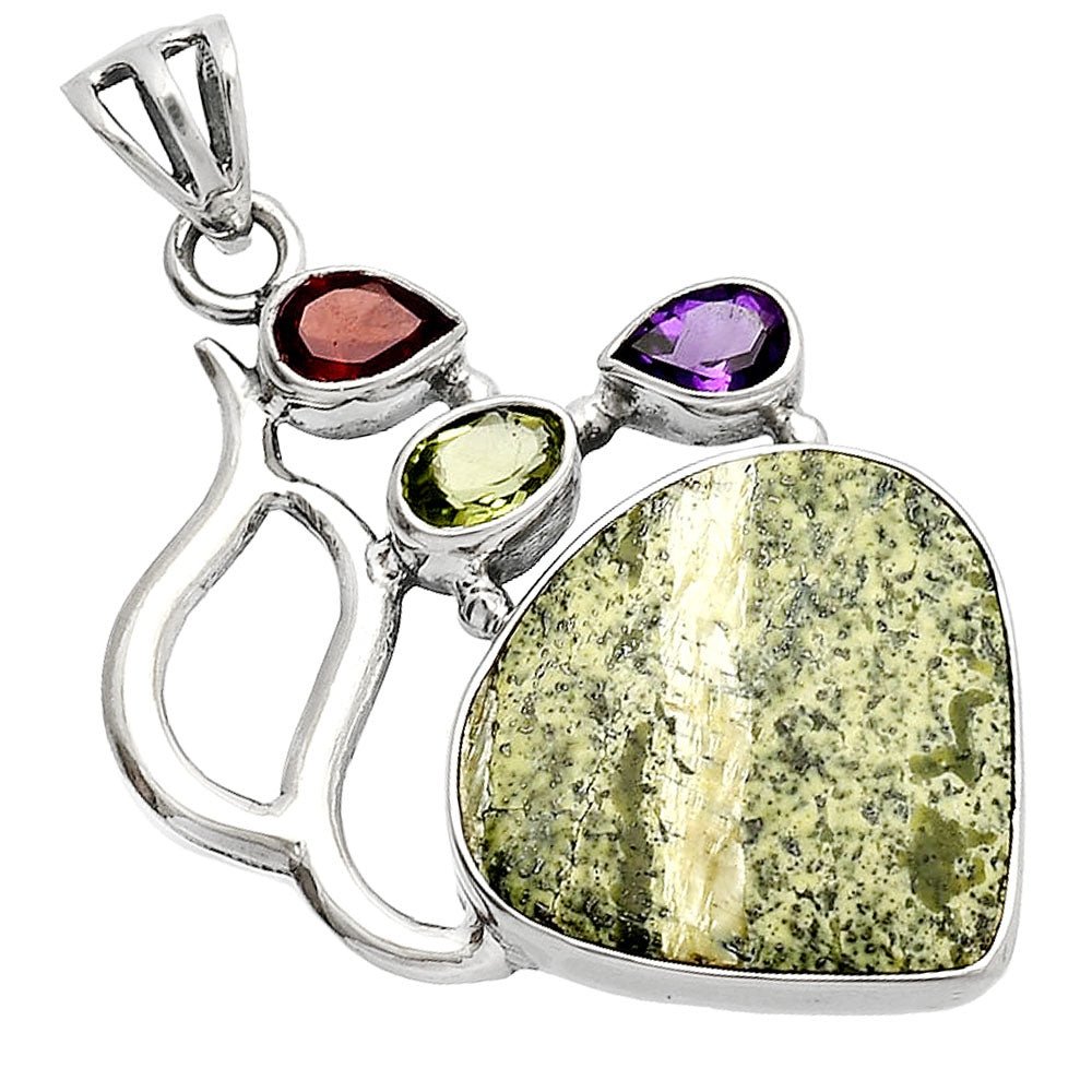 Natural Chrysotile, Peridot, Amethyst & Garnet Pendant P-1290 SDP147329