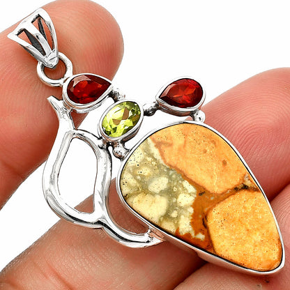 Rocky Butte Picture Jasper, Peridot & Garnet Pendant P-1290 SDP147331