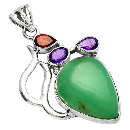 Chrysoprase, Amethyst & Garnet Pendant P-1290 SDP147335