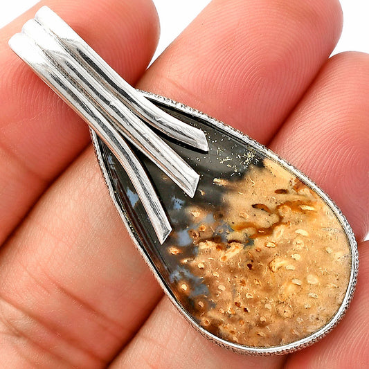 Natural Palm Root Fossil Agate Pendant P-1167 SDP147442