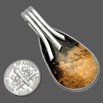 Natural Palm Root Fossil Agate Pendant P-1167 SDP147442