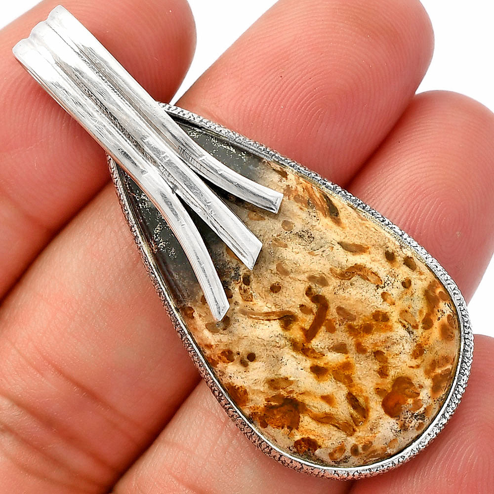 Natural Palm Root Fossil Agate Pendant P-1167 SDP147444
